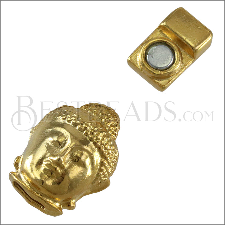 6mm flat BUDDHA magnetic clasp GOLD - 10 clasps