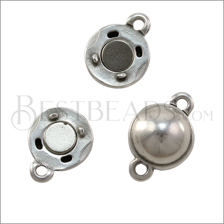 10mm BALL BEADING magnetic clasp ANT SILVER - 10 clasps