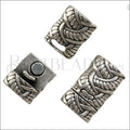 11 x 6mm PAISLEY magnetic clasp ANT SILVER - 5 pcs