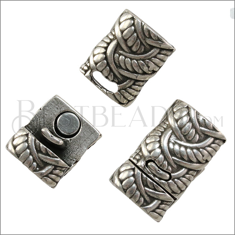 11 x 6mm PAISLEY magnetic clasp ANT SILVER - 5 pcs