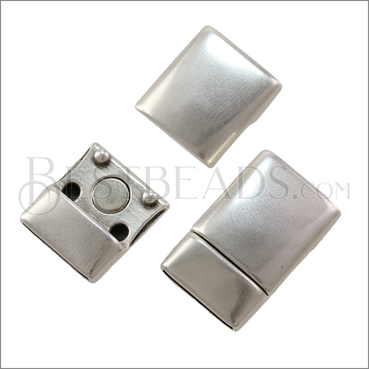 12mm flat ROUNDED magnetic clasp ANT SILVER - 10 clasps