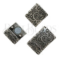 10mm flat PAISLEY magnetic clasp ANT SILVER - 5 clasps