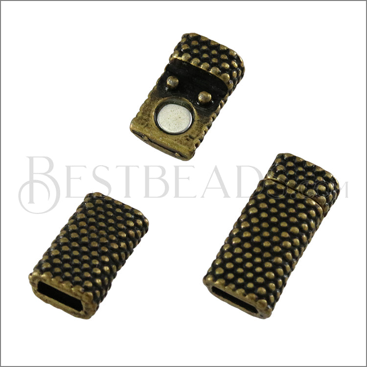 5mm flat DOT magnetic clasp ANT BRASS - 10 clasps