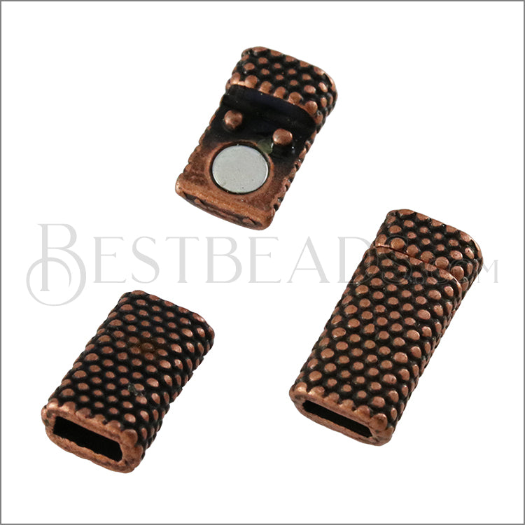 5mm flat DOT magnetic clasp ANT COPPER - 10 clasps