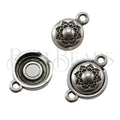 2mm LOTUS FLOWER BEADING magnetic clasp ANT SILVER - 2 clasps