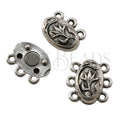 1mm 3-LOOP LILY BEADING magnetic clasp ANT SILVER - 2 clasps