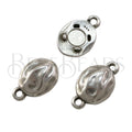 1mm HAMMERED BEADING magnetic clasp ANT SILVER - 5 clasps