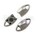 2mm BASIC OVAL BEADING magnetic clasp ANT SILVER - 10 clasps