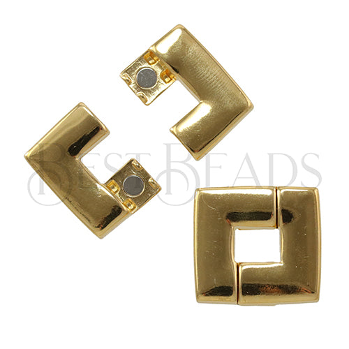 20mm flat SQUARE FRAME magnetic clasp GOLD - 2 clasps