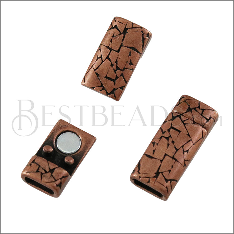 5mm flat ABSTRACT magnetic clasp ANT COPPER - 10 clasps