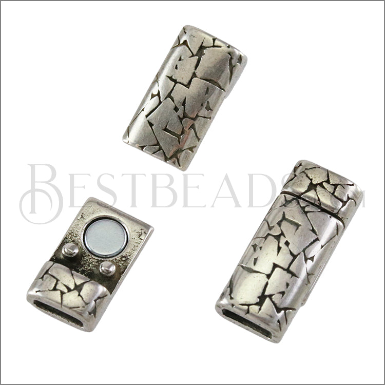 5mm flat ABSTRACT magnetic clasp ANT SILVER - 10 clasps
