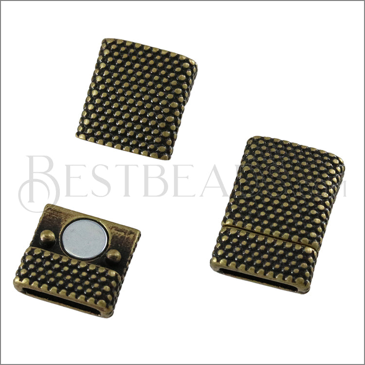 10mm flat DOT magnetic clasp ANT BRASS - 10 clasps