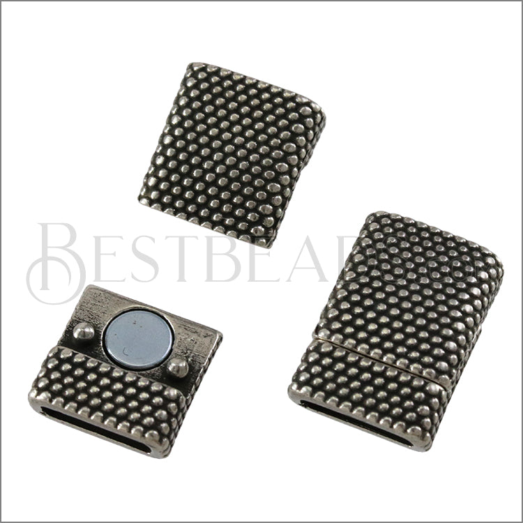 10mm flat DOT magnetic clasp ANT SILVER - 10 clasps