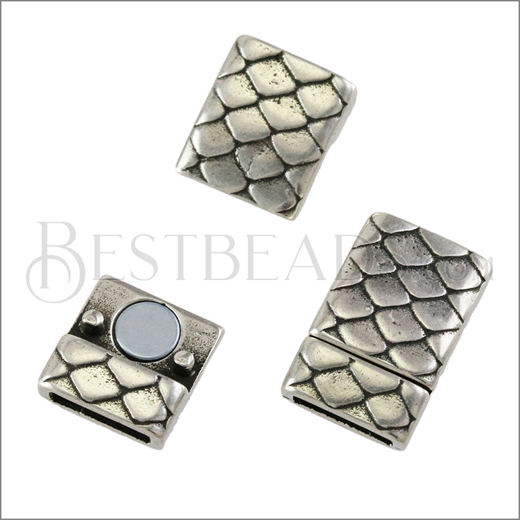10mm flat SCALES magnetic clasp ANT SILVER - 10 clasps