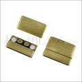30mm flat RECTANGLE magnetic clasp ANT BRASS - 5 clasps