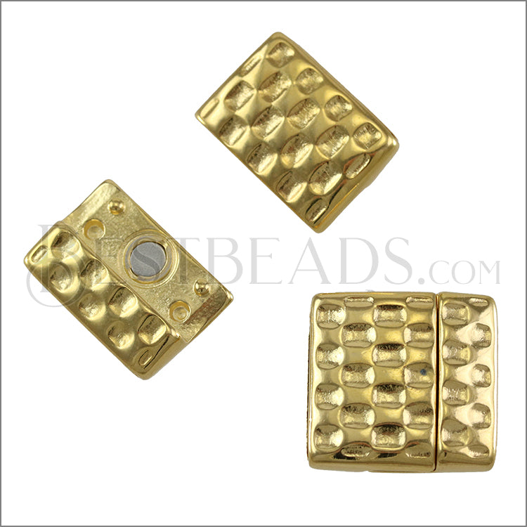 20mm flat HAMMERED magnetic clasp GOLD - 5 clasps