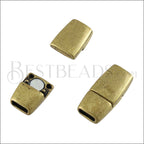 5mm flat TAPERED magnetic clasp ANT BRASS - 10 clasps