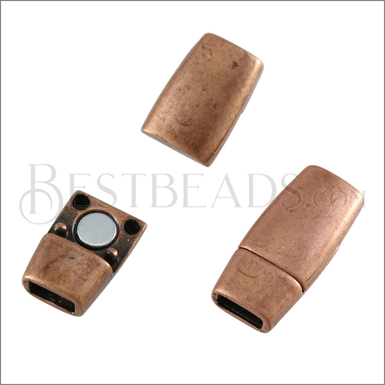 5mm flat TAPERED magnetic clasp ANT COPPER - 10 clasps