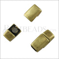 5mm flat ROUNDED magnetic clasp ANT BRASS - 10 clasps