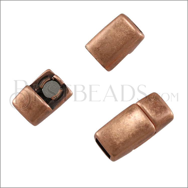 5mm flat ROUNDED magnetic clasp ANT COPPER - 10 clasps