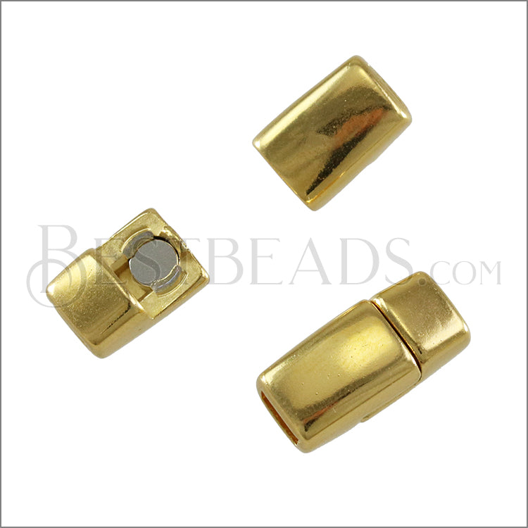 5mm flat ROUNDED magnetic clasp GOLD - 5 clasps
