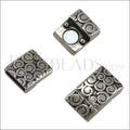 10mm flat SWIRL magnetic clasp ANT SILVER - 10 clasps