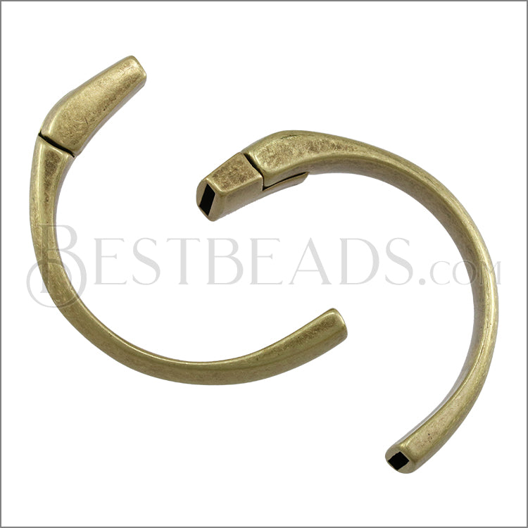 10mm flat HALF - CIRCLE magnetic clasp ANT BRASS - 5 clasps