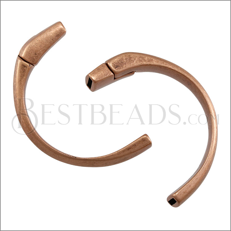 10mm flat HALF - CIRCLE magnetic clasp ANT COPPER - 5 clasps