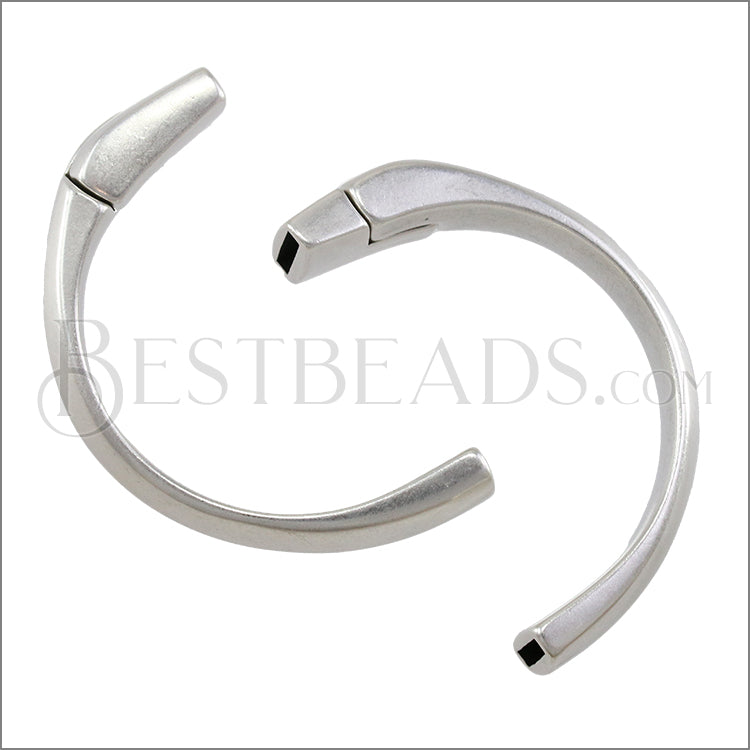 10mm flat HALF - CIRCLE magnetic clasp ANT SILVER - 5 clasps