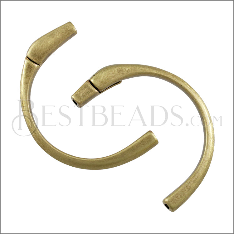 5mm flat HALF - CIRCLE magnetic clasp ANT BRASS - 5 clasps