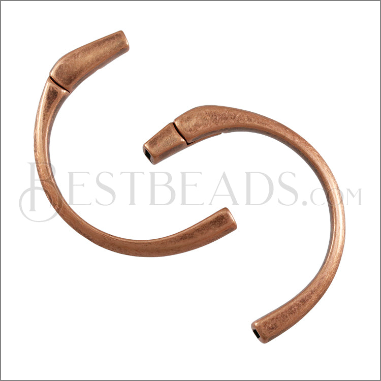 5mm flat HALF - CIRCLE magnetic clasp ANT COPPER - 5 clasps