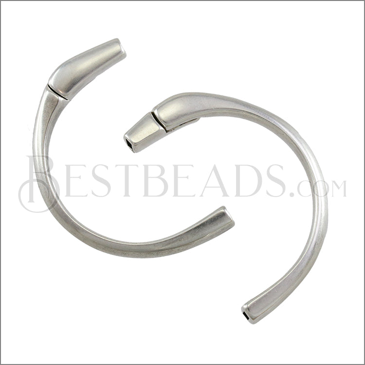 5mm flat HALF - CIRCLE magnetic clasp ANT SILVER - 5 clasps