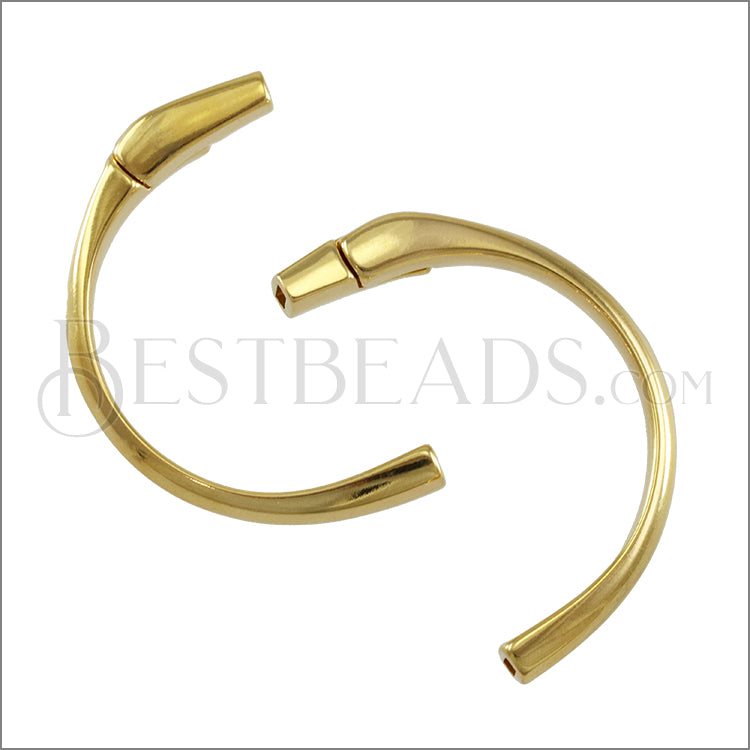 5mm flat HALF - CIRCLE magnetic clasp SHINY GOLD - 2 clasps