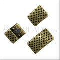 10mm flat MESH PRINT magnetic clasp ANT BRASS - 10 clasps