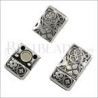 10mm flat CIRCLES magnetic clasp ANT SILVER - 10 clasps