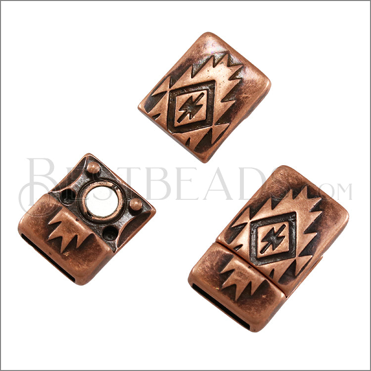 10mm flat SOUTHWESTERN magnetic clasp ANT COPPER - 10 clasps