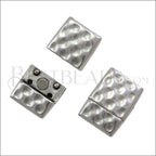 15mm flat HAMMERED magnetic clasp ANT SILVER - 5 clasps