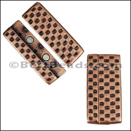 50mm flat HAMMERED magnetic clasp ANT COPPER - 5 clasps