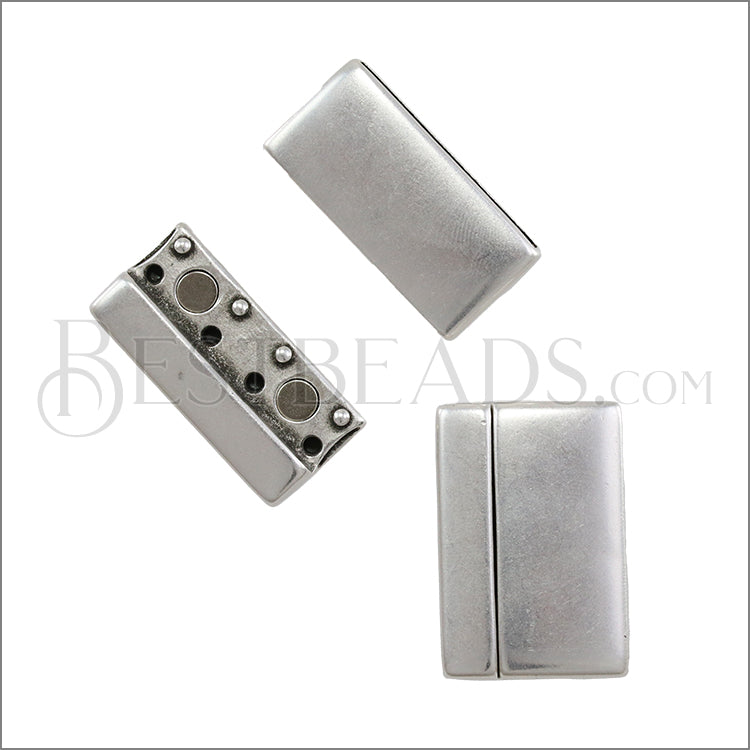 30mm flat ROUNDED magnetic clasp ANT SILVER - 5 clasps