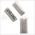 40mm flat ROUNDED magnetic clasp ANT SILVER - 5 clasps