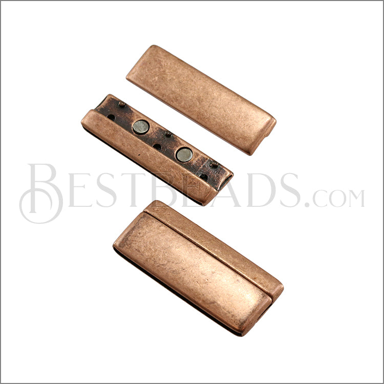 50mm flat ROUNDED magnetic clasp ANT COPPER - 5 clasps