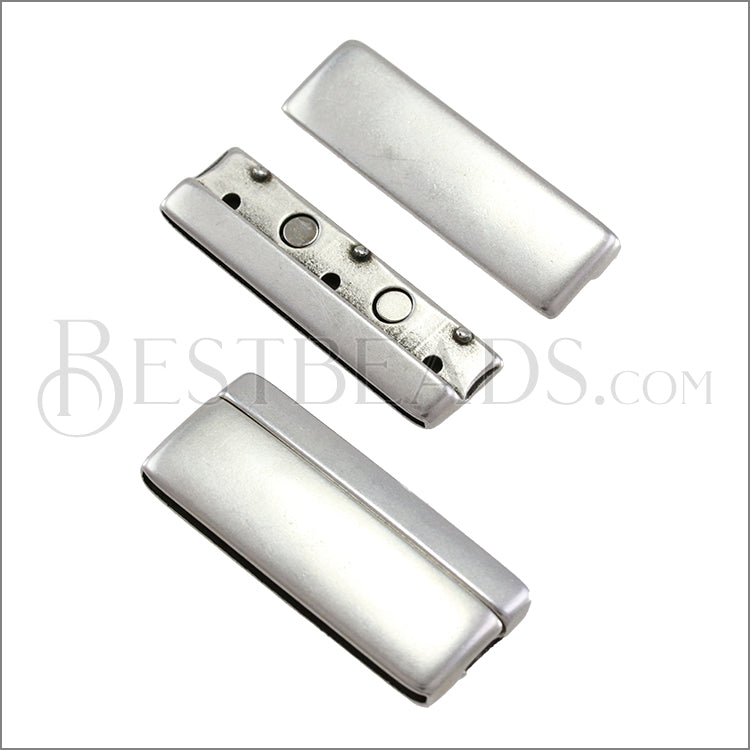 50mm flat ROUNDED magnetic clasp ANT SILVER - 5 clasps
