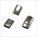 6mm flat RECTANGLE magnetic clasp ANT SILVER - 10 clasps
