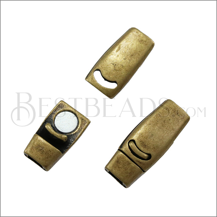 3mm flat PLAIN magnetic clasp ANT BRASS - 10 clasps