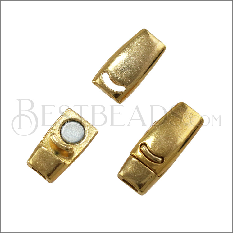 3mm flat PLAIN magnetic clasp SHINY GOLD - 10 clasps