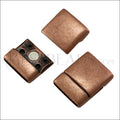 15mm flat ROUNDED magnetic clasp ANT COPPER - 5 clasps