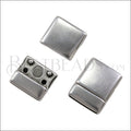15mm flat ROUNDED magnetic clasp ANT SILVER - 5 clasps