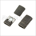 8mm flat DOTS magnetic clasp ANT SILVER - 10 clasps