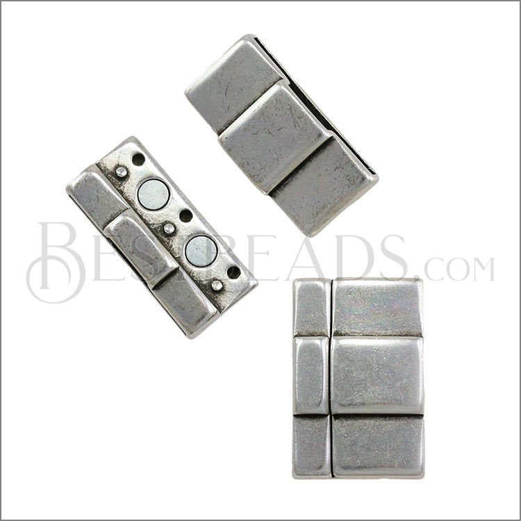 30mm + 10mm Flat PLAIN magnetic clasp ANT SILVER - 1 pc