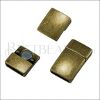 10mm flat RECTANGLE magnetic clasp ANT BRASS - 10 clasps